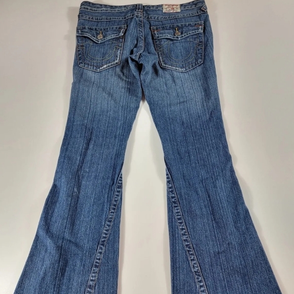 True Religion Joey Twisted Seam Flare Blue Jeans 04-503 Made in USA Size 30 - Picture 3 of 7
